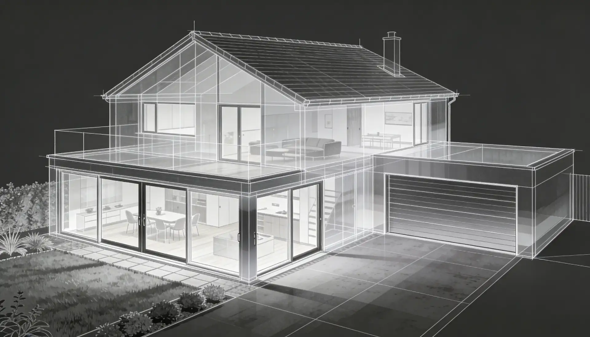 3D wireframe design of a new home build in Central Scotland