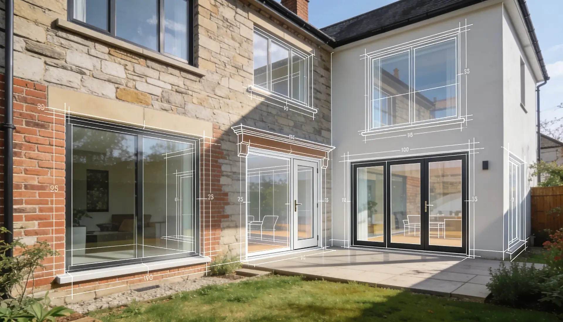 New build home with windows and doors being measured and installed